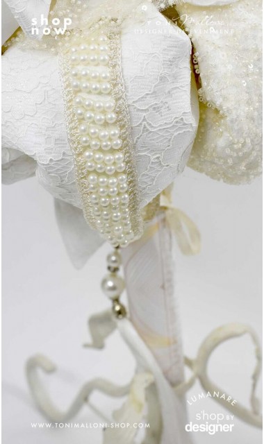 Lumanare botez cu aplicatii perle si broderie Artemis 4